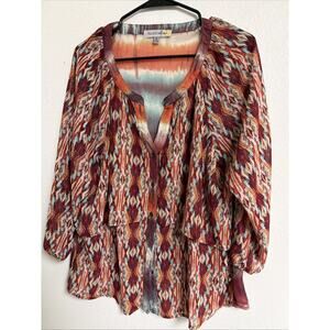 Figueroa And Flower Blouse Size XL Full Buttons Modern